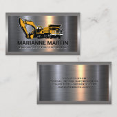 Metaal achtergrond | Bouwvoertuigen Visitekaartje (Voorkant / Achterkant)