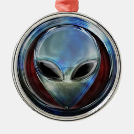 Metaal Alien Head 03 Ornament