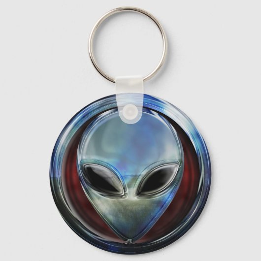 Metaal Alien Head 03 Sleutelhanger (Voorkant)