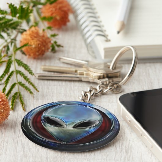 Metaal Alien Head 03 Sleutelhanger (Zijkant)