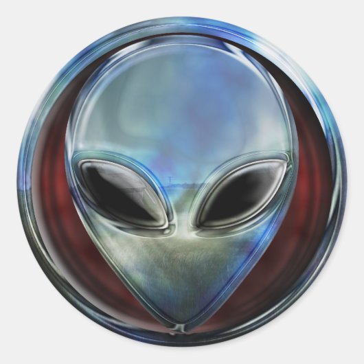 Metaal Alien Head 03 Sticker (Voorkant)