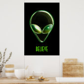 Metaal Alien Head 04 Poster (Keuken)