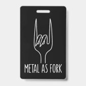 Metaal als Vork Grappige Rock On Keuken Design Badge (Achterkant)