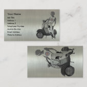 Metaal aluminium effect scooter visitekaartje (Voorkant / Achterkant)