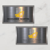 Metaal aluminium geborsteld | Bouwvoertuig Visitekaartje (Voorkant / Achterkant)