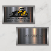 Metaal aluminium geborsteld | Bouwvoertuig Visitekaartje (Voorkant / Achterkant)