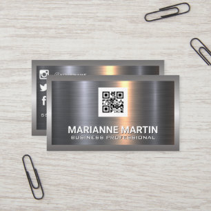 Metaal aluminium   Qr-code   Icons voor sociale me Visitekaartje