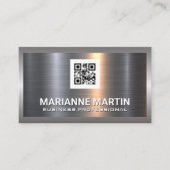 Metaal aluminium | Qr-code | Icons voor sociale me Visitekaartje (Voorkant)