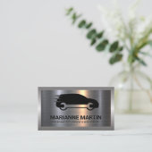 Metaal Aluminium Zilver Geborsteld | Auto Service Visitekaartje (Staand voorkant)