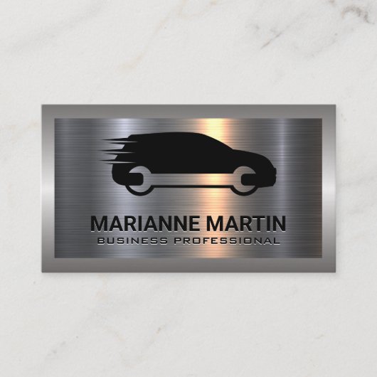 Metaal Aluminium Zilver Geborsteld | Auto Service Visitekaartje (Voorkant)