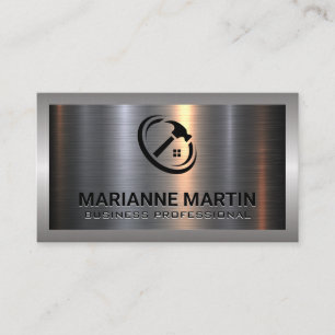 Metaal Aluminium Zilver Geborsteld Bouw Logo Visitekaartje