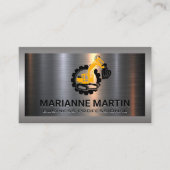 Metaal Aluminium Zilver Geborsteld | Bull Dozer Visitekaartje (Voorkant)