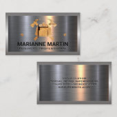 Metaal Aluminium Zilver Geborsteld | Bull Dozer Za Visitekaartje (Voorkant / Achterkant)