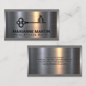 Metaal Aluminium Zilver Geborsteld | Gebouwen Sleu Visitekaartje (Voorkant / Achterkant)