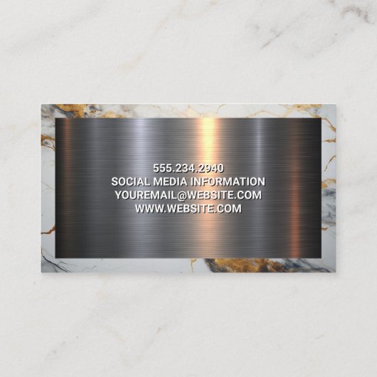 Metaal Aluminium Zilver Geborsteld | Goudmarmer Visitekaartje (Achterkant)