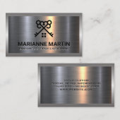 Metaal Aluminium Zilver Geborsteld | Home Keys Log Visitekaartje (Voorkant / Achterkant)