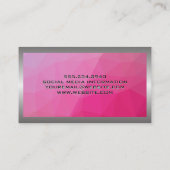 Metaal Aluminium Zilver Geborsteld | Magenta Geome Visitekaartje (Achterkant)