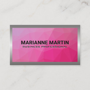 Metaal Aluminium Zilver Geborsteld   Magenta Geome Visitekaartje
