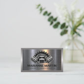 Metaal Aluminium Zilver Geborsteld | Semi Truck Zu Visitekaartje (Staand voorkant)