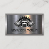 Metaal Aluminium Zilver Geborsteld | Semi Truck Zu Visitekaartje (Voorkant)