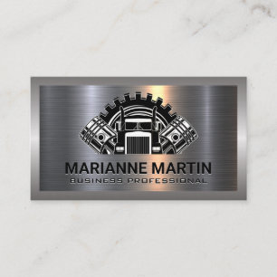Metaal Aluminium Zilver Geborsteld   Semi Truck Zu Visitekaartje