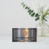 Metaal Aluminium Zilver Geborsteld | Vastgoed Logo Visitekaartje (Staand voorkant)