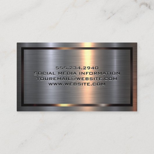 Metaal Aluminium Zilver Geborsteld | Vastgoed Logo Visitekaartje (Achterkant)