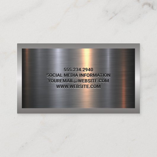 Metaal Aluminium Zilver Geborsteld | Vastgoed Logo Visitekaartje (Achterkant)