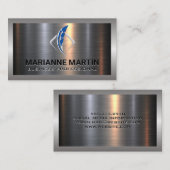 Metaal Aluminium Zilver geborsteld | Veer Logo Visitekaartje (Voorkant / Achterkant)