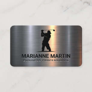 Metaal Aluminium Zilver Golfer Swingend Visitekaartje