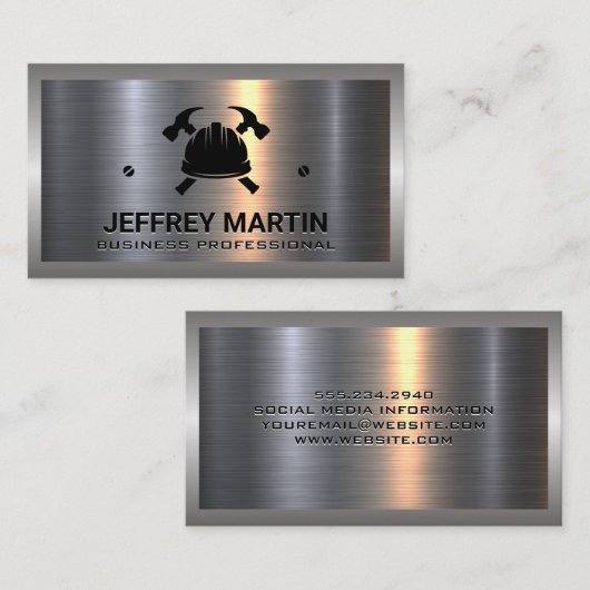 Metaal Aluminium Zilver | Helm en Hamers Visitekaartje (Voorkant / Achterkant)