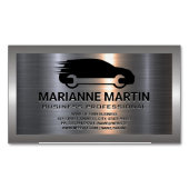Metaal aluminiumzilver geborsteld | Auto-service Magnetisch Visitekaartje (Voorkant)