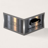 Metaal aluminiumzilver geborsteld | Auto-service Visitekaartje (Buitenkant)