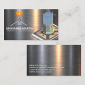 Metaal aluminiumzilver geborsteld | Bouw Visitekaartje (Voorkant / Achterkant)