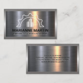 Metaal aluminiumzilver geborsteld | Bouwwerk Visitekaartje (Voorkant / Achterkant)