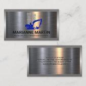 Metaal aluminiumzilver geborsteld | Bull Dozer Log Visitekaartje (Voorkant / Achterkant)