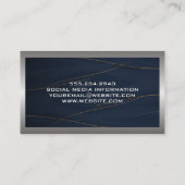 Metaal aluminiumzilver geborsteld | Donkerblauw Visitekaartje (Achterkant)