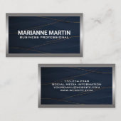 Metaal aluminiumzilver geborsteld | Donkerblauw Visitekaartje (Voorkant / Achterkant)