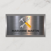 Metaal aluminiumzilver geborsteld | Hammer WFrench Visitekaartje (Voorkant)