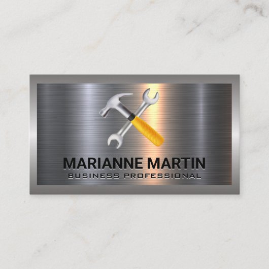 Metaal aluminiumzilver geborsteld | Hammer WFrench Visitekaartje (Voorkant)