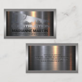 Metaal aluminiumzilver geborsteld | Handzaag | Sta Visitekaartje (Voorkant / Achterkant)