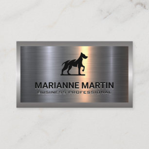 Metaal aluminiumzilver geborsteld   Hond Logo Visitekaartje