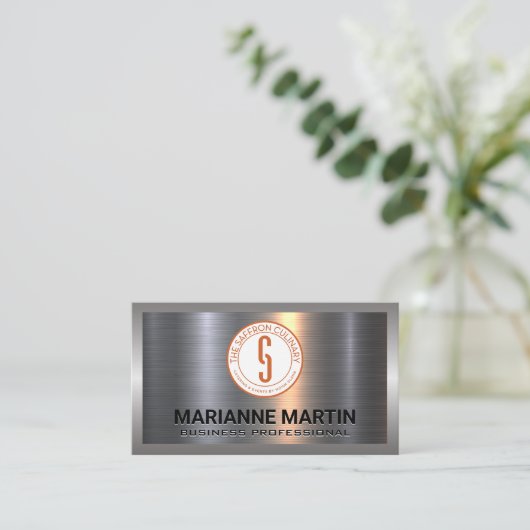 Metaal aluminiumzilver geborsteld | Industriële gr Visitekaartje (Staand voorkant)