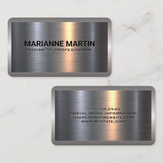 Metaal aluminiumzilver geborsteld | Industriële gr Visitekaartje (Voorkant / Achterkant)