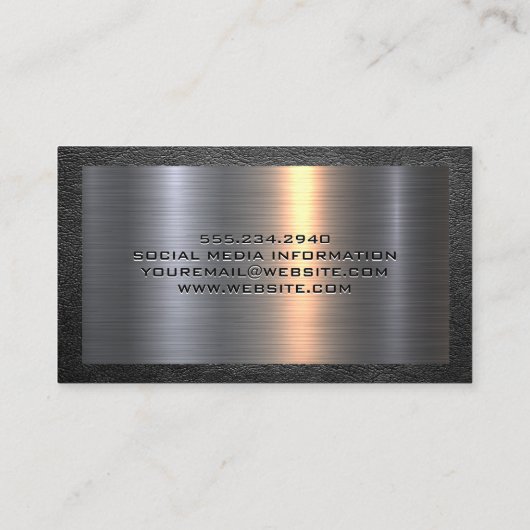 Metaal aluminiumzilver geborsteld | Ledergrens Visitekaartje (Achterkant)