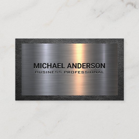 Metaal aluminiumzilver geborsteld | Ledergrens Visitekaartje (Voorkant)