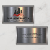 Metaal aluminiumzilver geborsteld | Logo onroerend Visitekaartje (Voorkant / Achterkant)