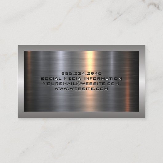 Metaal aluminiumzilver geborsteld | Logo ThuisHamm Visitekaartje (Achterkant)