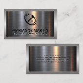 Metaal aluminiumzilver geborsteld | Logo ThuisHamm Visitekaartje (Voorkant / Achterkant)
