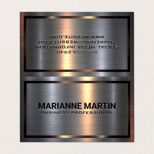 Metaal aluminiumzilver geborsteld | Metaalgrens Visitekaartje (Buitenkant ongevouwen)